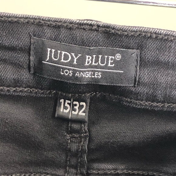 Judy Blue Black Mid-Rise Skinny Distressed Leopard Print Patch 15/32 NWT Stretch - Picture 5 of 8